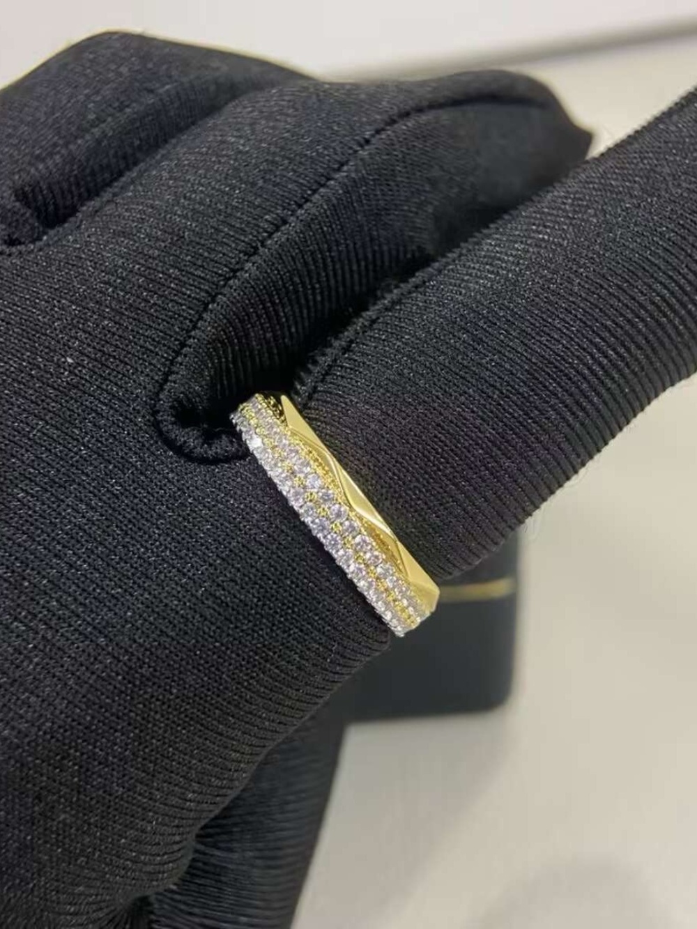 Two-Tone Gold and Silver Crystal Stackable Rings - Picture 2 of 3